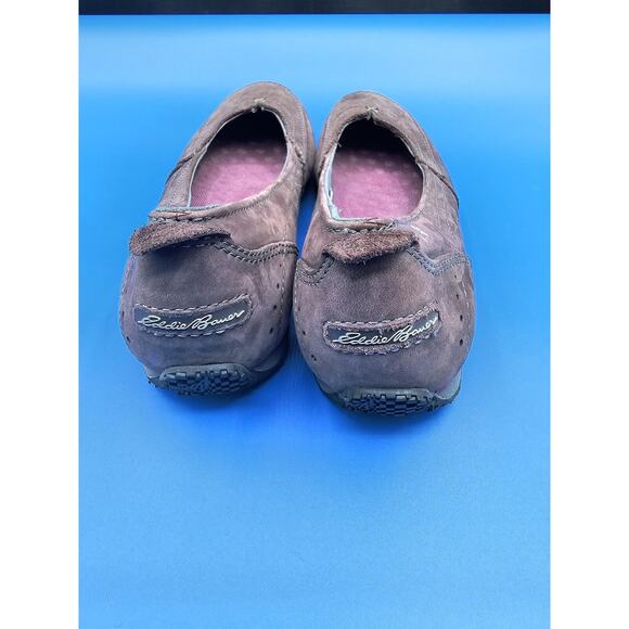 Eddie Bauer Women's CHRISTINE Slip On Shoes 8.5 Plum Nubuck Leather Ballet Flats - Picture 2 of 3